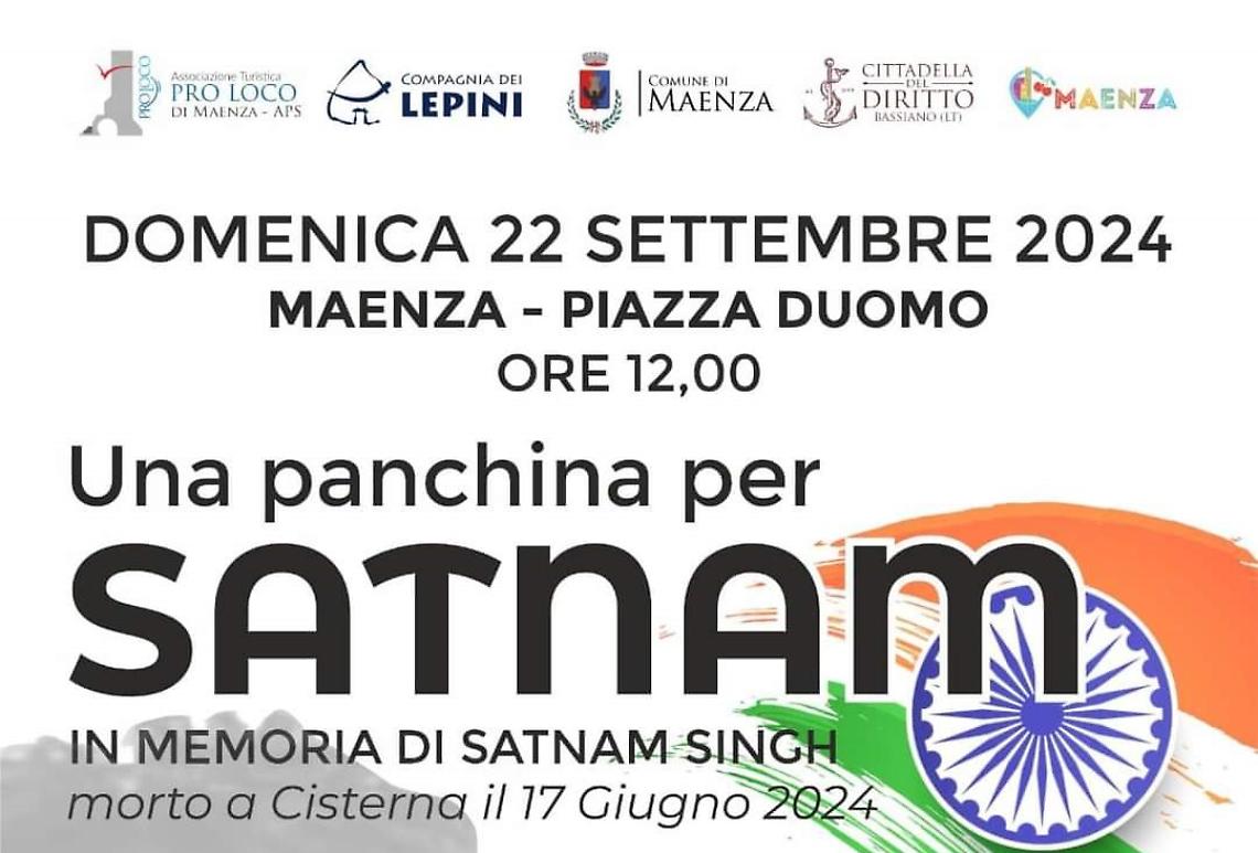 Maenza ricorda Satnam Singh, una panchina verrà inaugurata in sua memoria