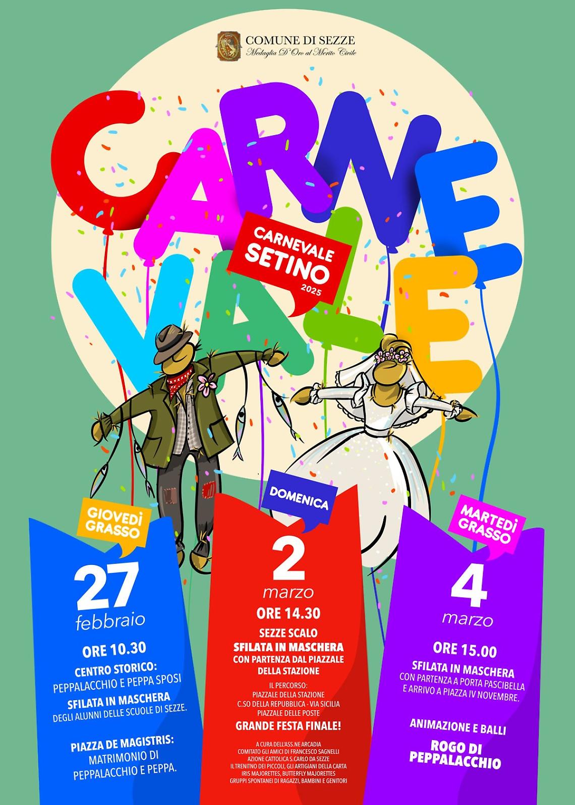 Carnevale Setino 2025, un programma ricco di eventi con il tradizionale rogo di Peppalacchio
