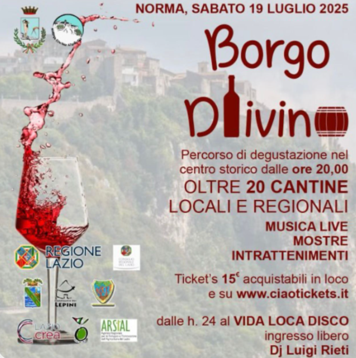 Borgo DiVino, a Norma degustazioni e intrattenimento