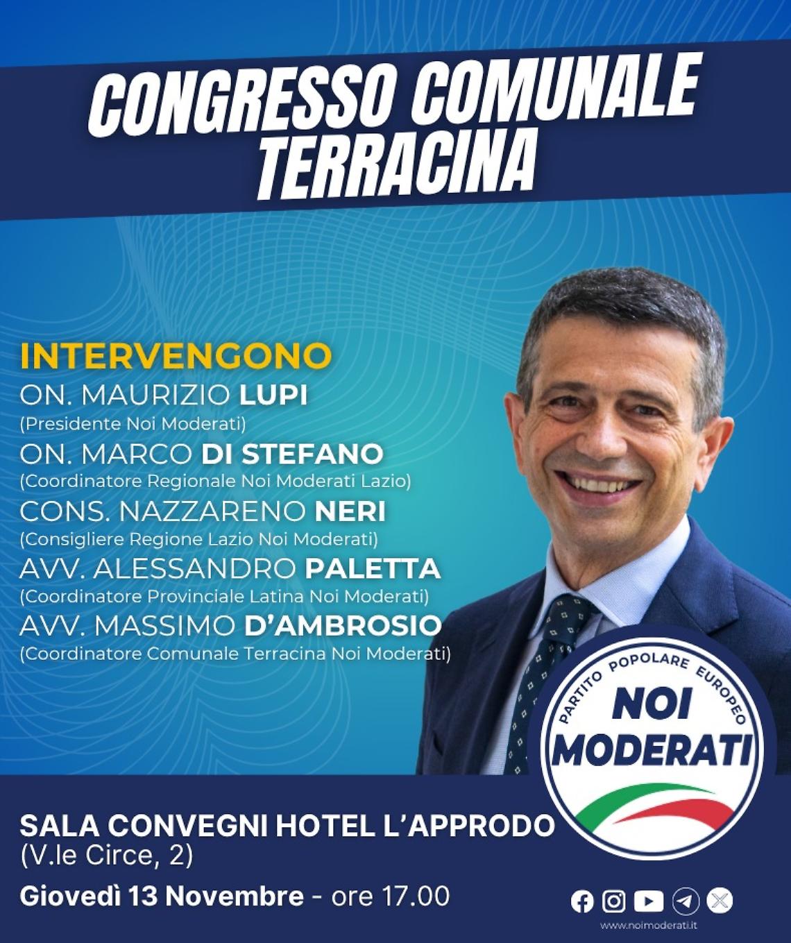Terracina, il 13 novembre il Congresso comunale di Noi Moderati 