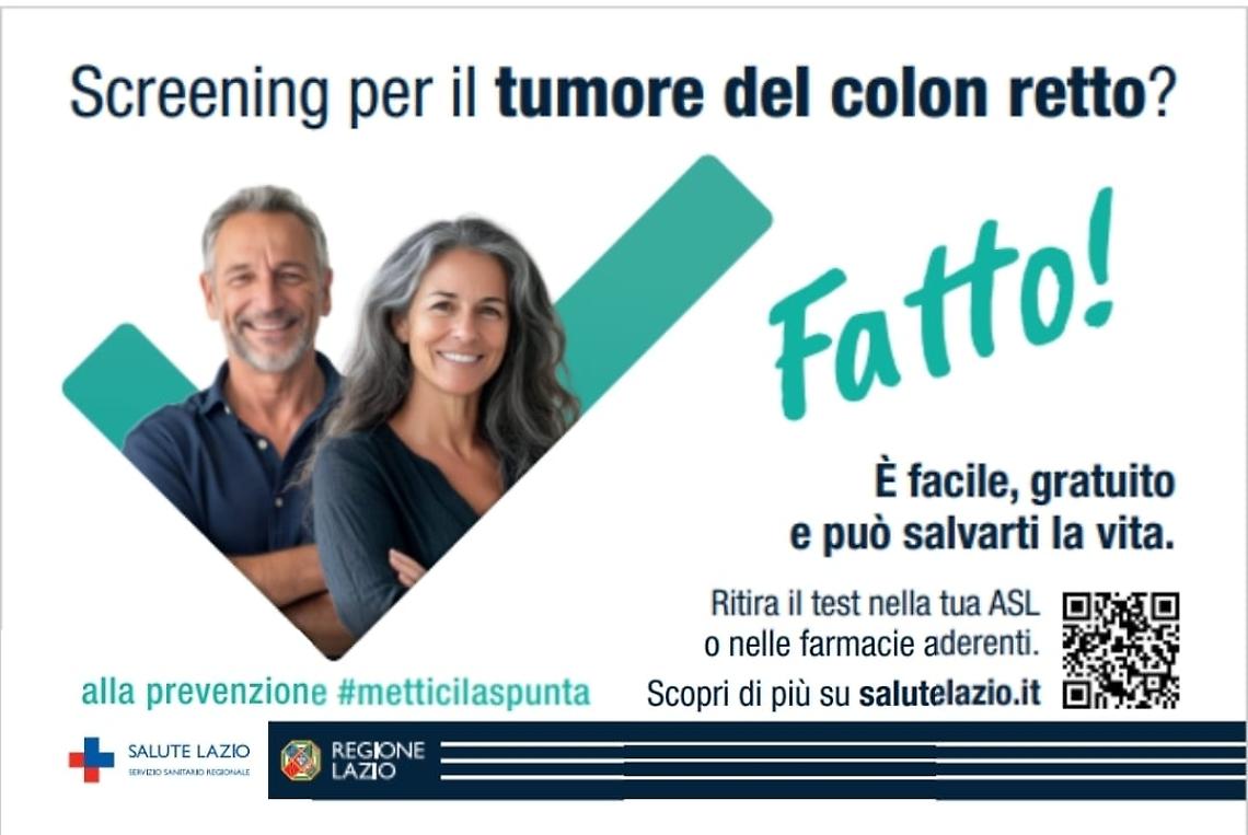 Tumore del colon retto, parte la nuova campagna di prevenzione della Regione Lazio: test gratuiti dai 50 ai 74 anni