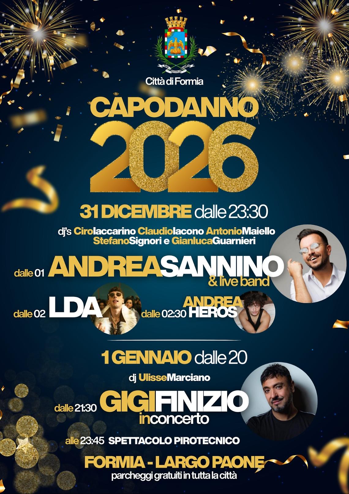 Formia d&agrave; il benvenuto al 2026 a Largo Paone: il programma