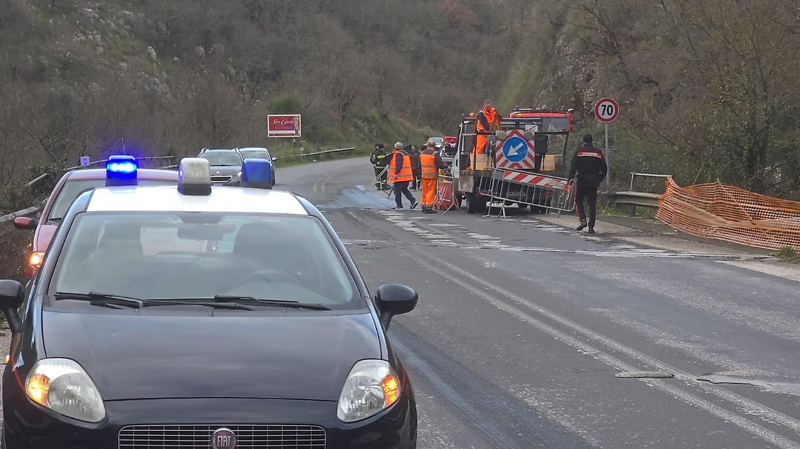 SR 630 Ausonia, riaperto il tratto interessato dalla frana a Esperia