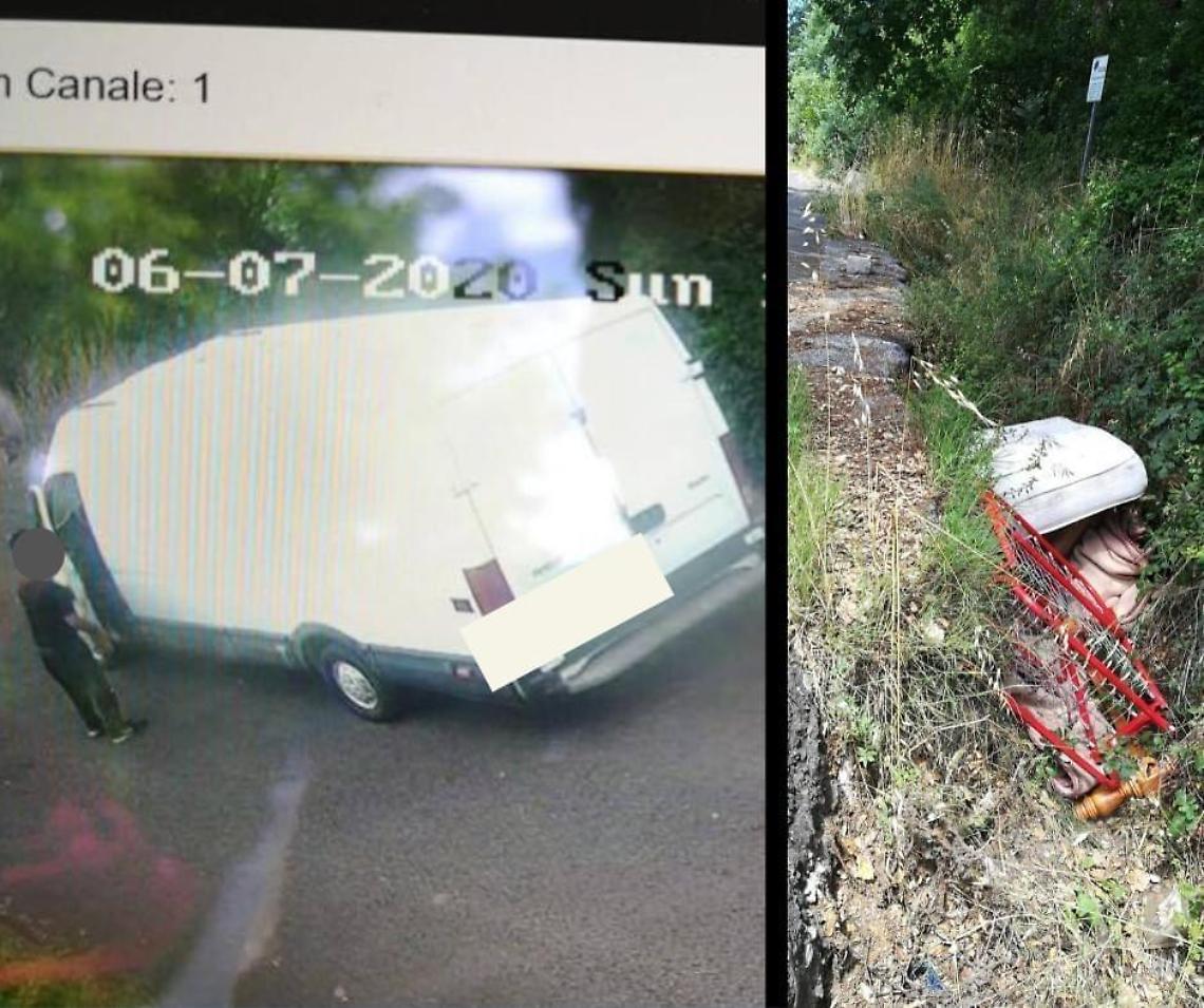 Ripreso dalle telecamere mentre abbandona rifiuti in strada: ora le multe