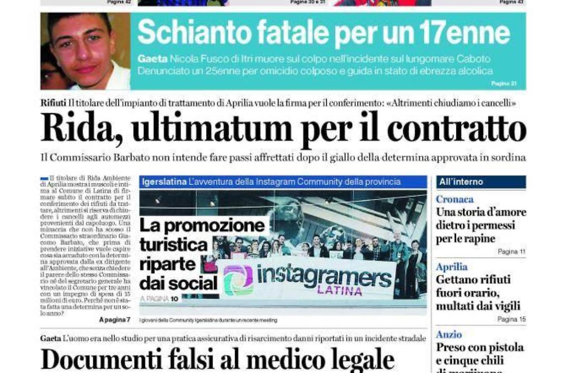 CHIEDI AL TUO EDICOLANTE LATINA OGGI IN ABBINAMENTO CON IL GIORNALE