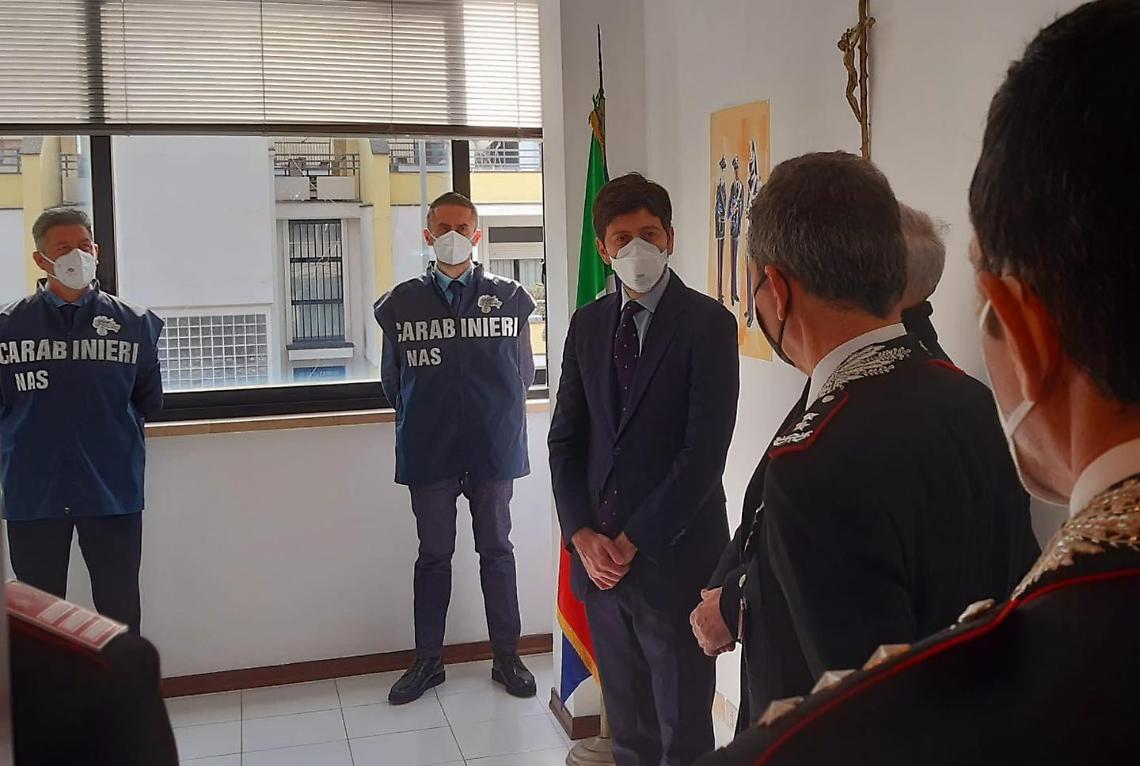 Il ministro della Salute Roberto Speranza incontra i Nas di Latina