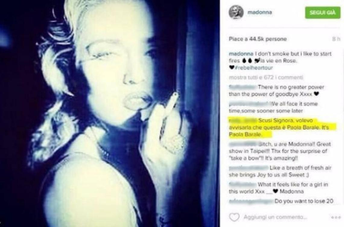 Gaffe Madonna: posta su Facebook una foto di Paola Barale