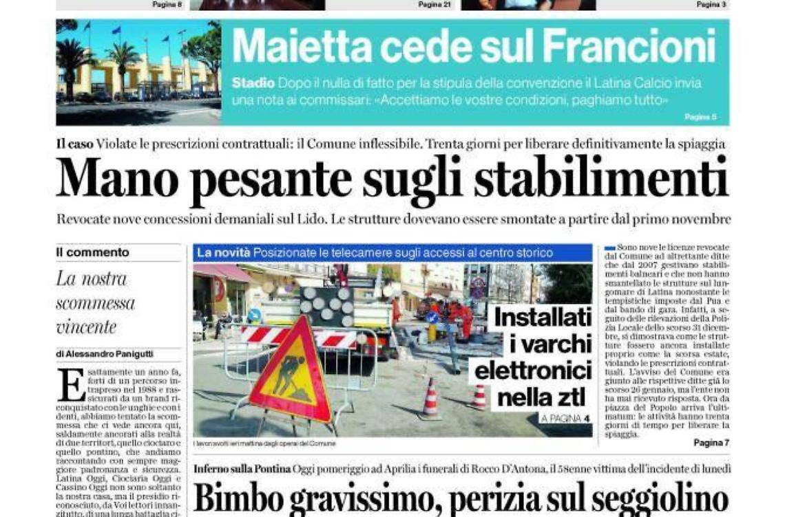 CHIEDI AL TUO EDICOLANTE LATINA OGGI IN ABBINAMENTO CON IL GIORNALE