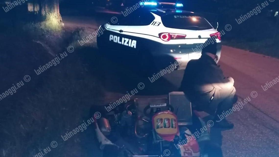 Folle inseguimento al Go-Kart nella notte, inseguito e speronato dalla polizia