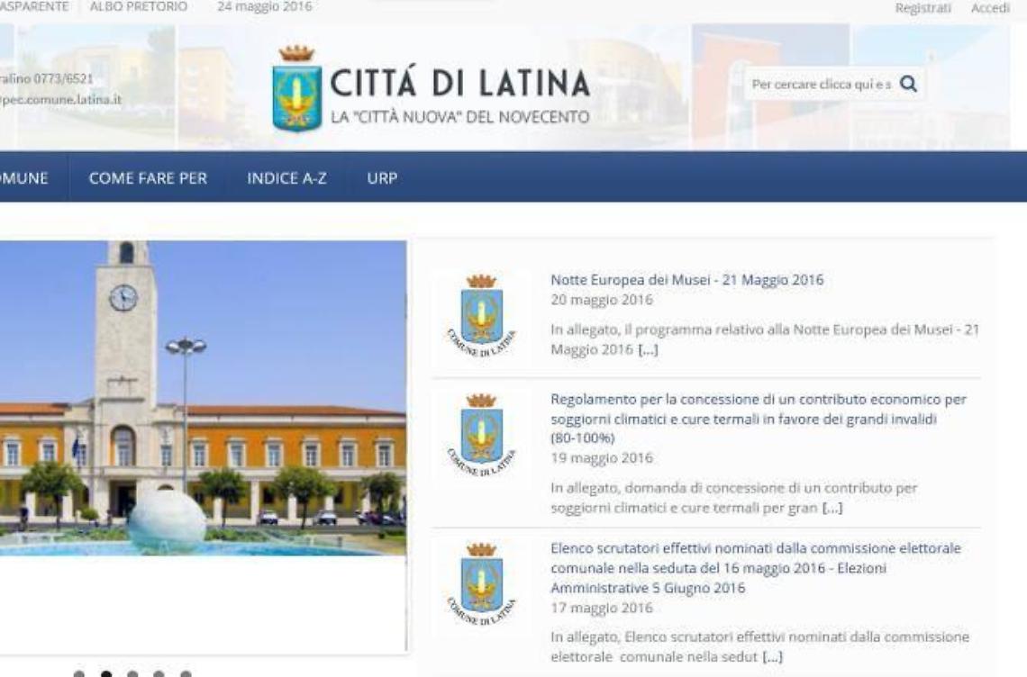 Nuovo look per il sito web del Comune di Latina