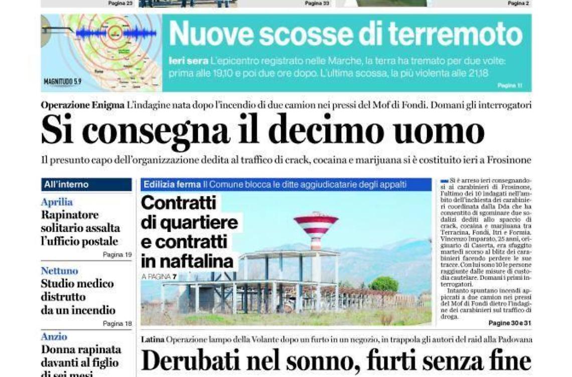 CHIEDI AL TUO EDICOLANTE LATINA OGGI IN ABBINAMENTO CON IL TEMPO