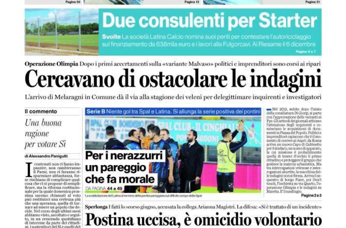 CHIEDI AL TUO EDICOLANTE LATINA OGGI IN ABBINAMENTO CON IL TEMPO