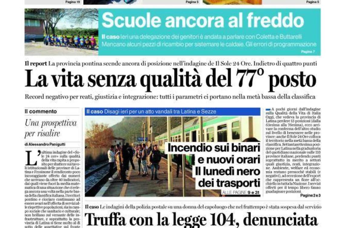 CHIEDI AL TUO EDICOLANTE LATINA OGGI IN ABBINAMENTO CON IL TEMPO 
