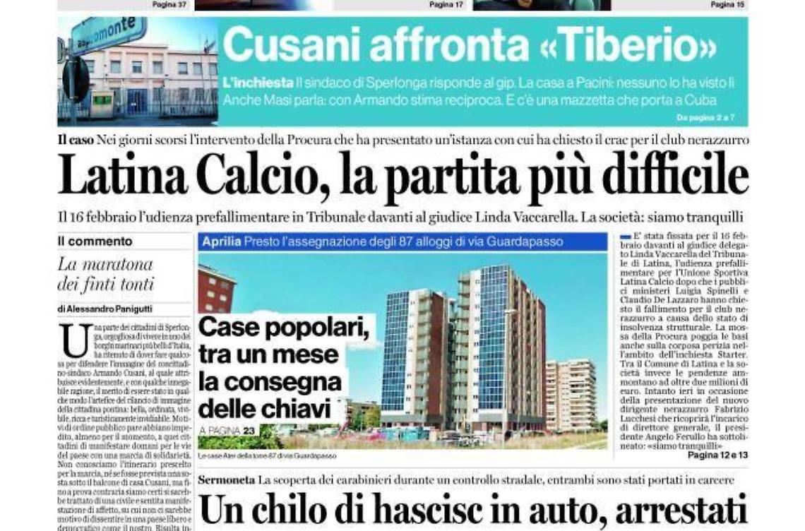 CHIEDI AL TUO EDICOLANTE LATINA OGGI IN ABBINAMENTO CON IL TEMPO
