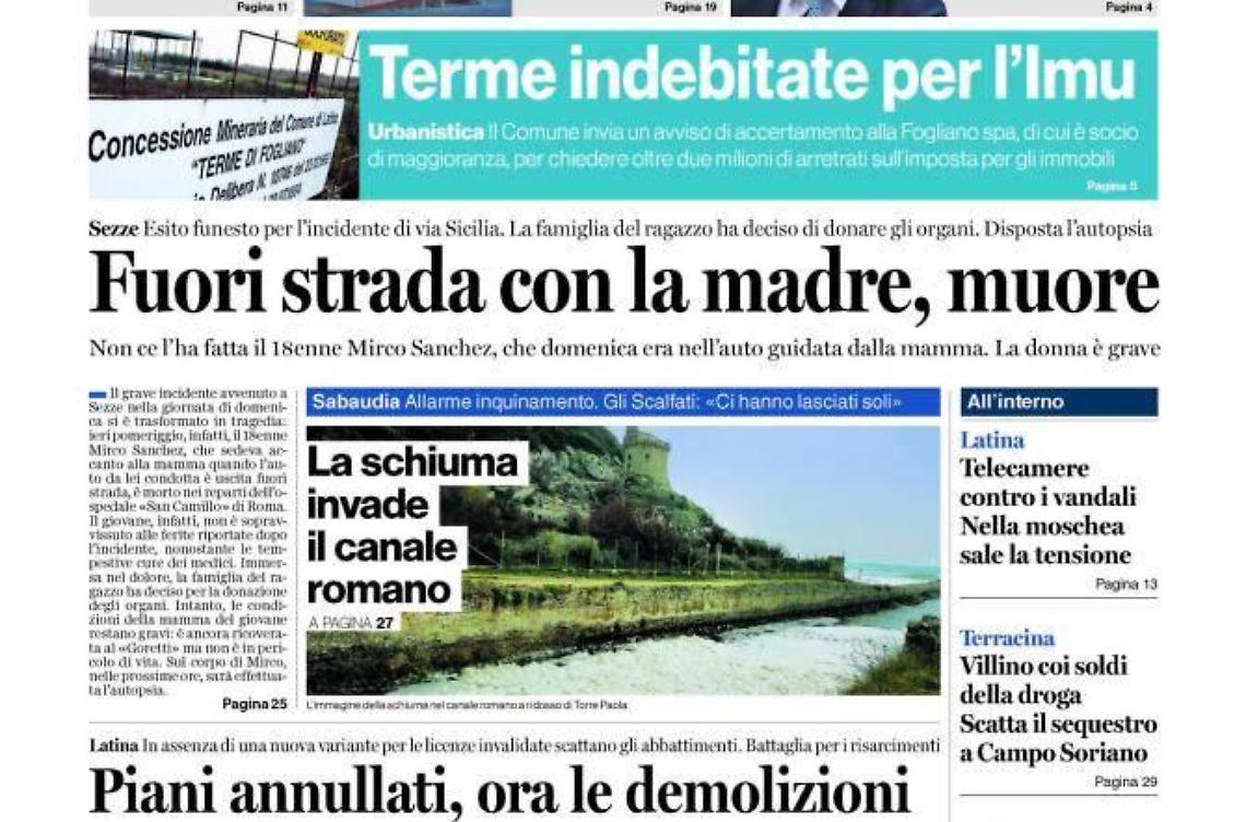 CHIEDI AL TUO EDICOLANTE LATINA OGGI IN ABBINAMENTO CON IL TEMPO