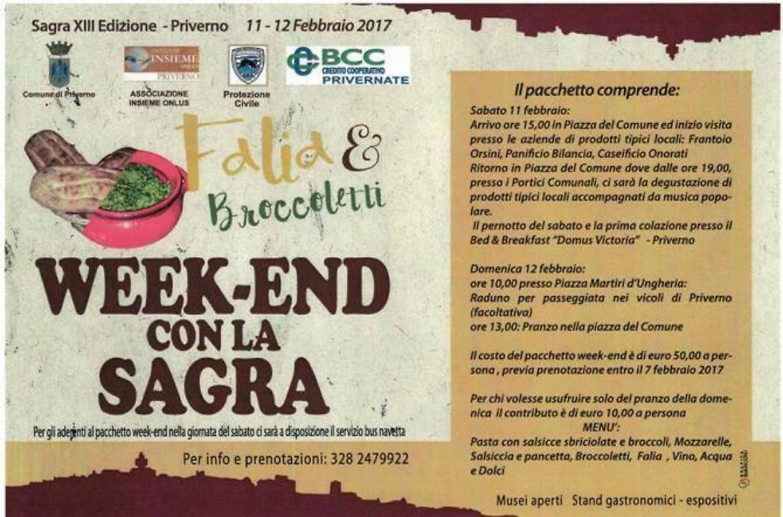 Falia con i broccoletti, torna la sagra a Priverno