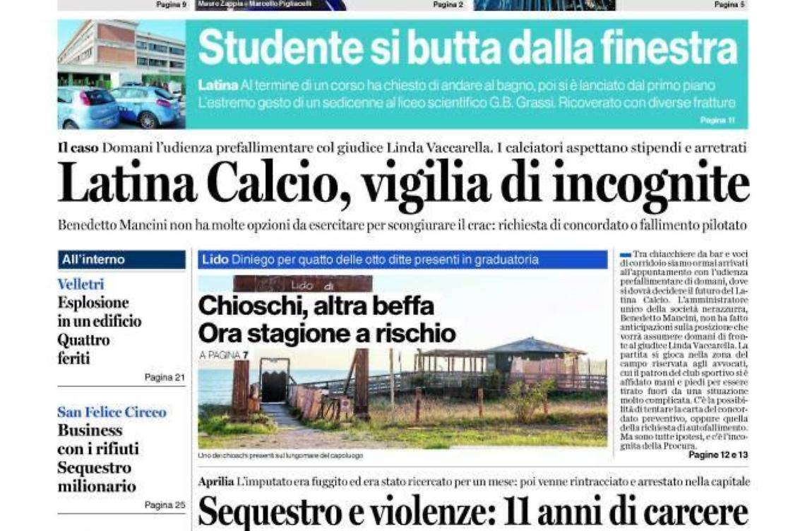 CHIEDI AL TUO EDICOLANTE LATINA OGGI IN ABBINAMENTO CON IL TEMPO