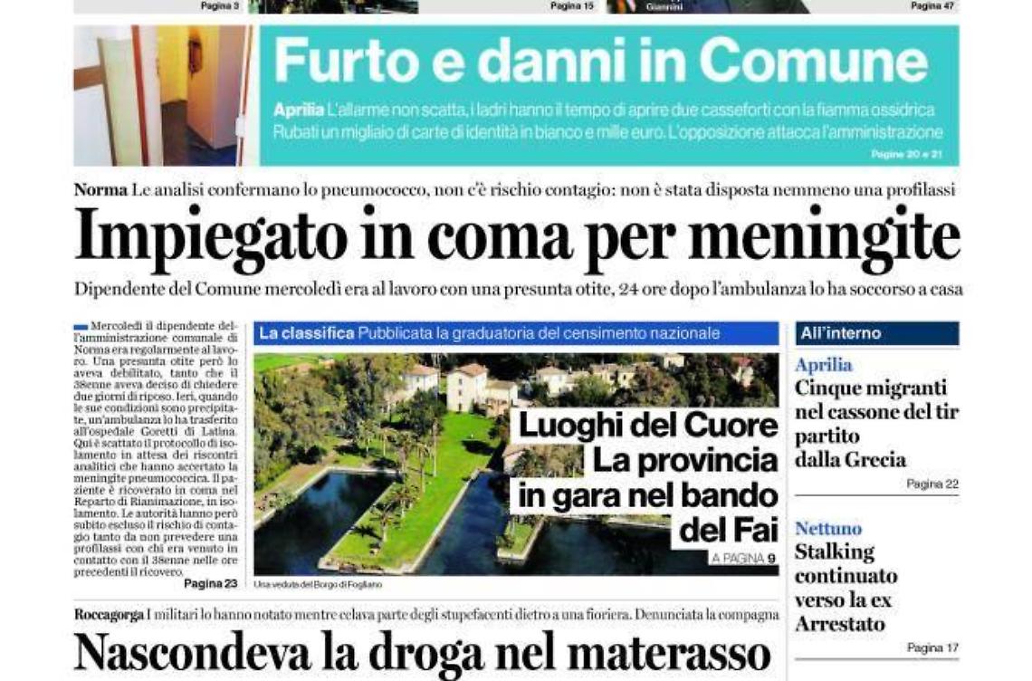 CHIEDI AL TUO EDICOLANTE LATINA OGGI IN ABBINAMENTO CON IL TEMPO