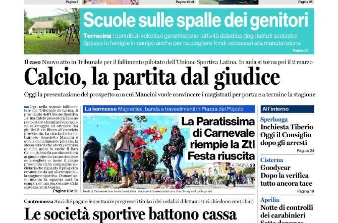 CHIEDI AL TUO EDICOLANTE LATINA OGGI IN ABBINAMENTO CON IL TEMPO