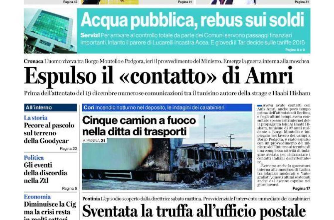 CHIEDI AL TUO EDICOLANTE LATINA OGGI IN ABBINAMENTO CON IL TEMPO