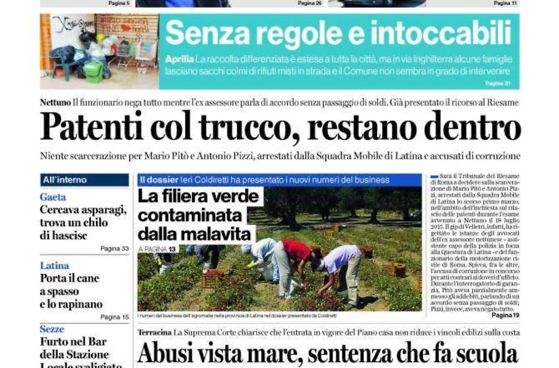 CHIEDI AL TUO EDICOLANTE LATINA OGGI IN ABBINAMENTO CON IL TEMPO