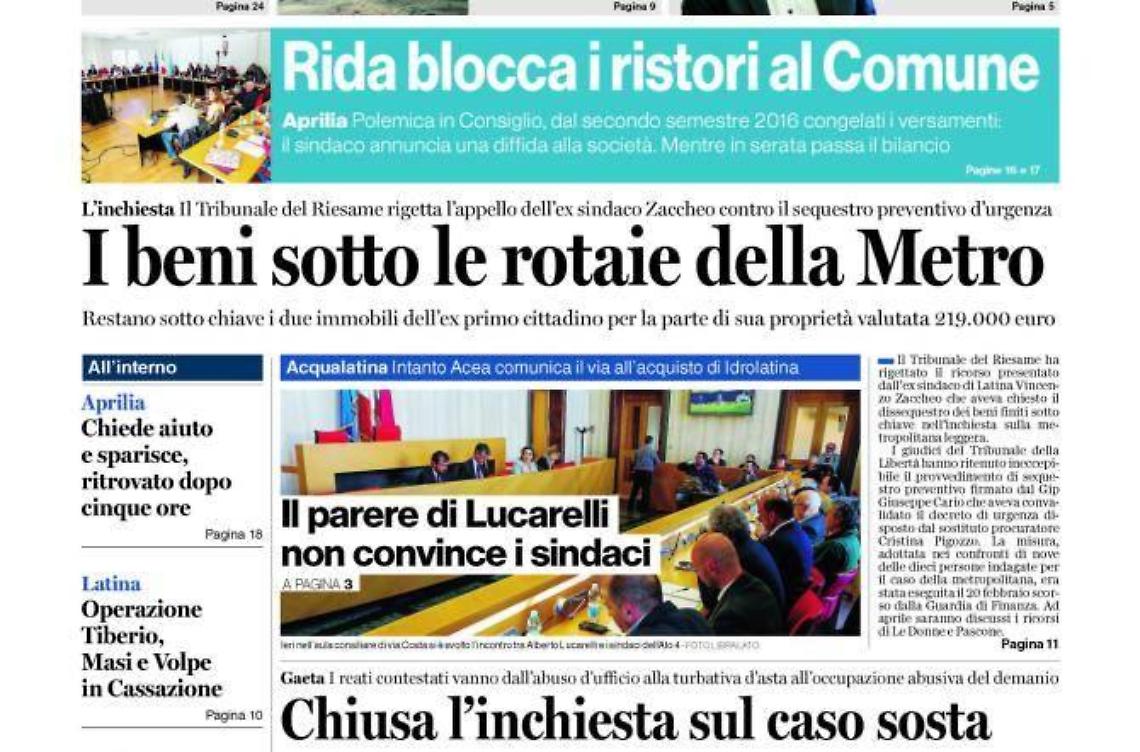 CHIEDI AL TUO EDICOLANTE LATINA OGGI IN ABBINAMENTO CON IL TEMPO