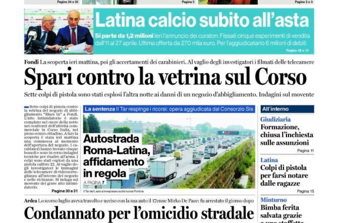 CHIEDI AL TUO EDICOLANTE LATINA OGGI IN ABBINAMENTO CON IL TEMPO