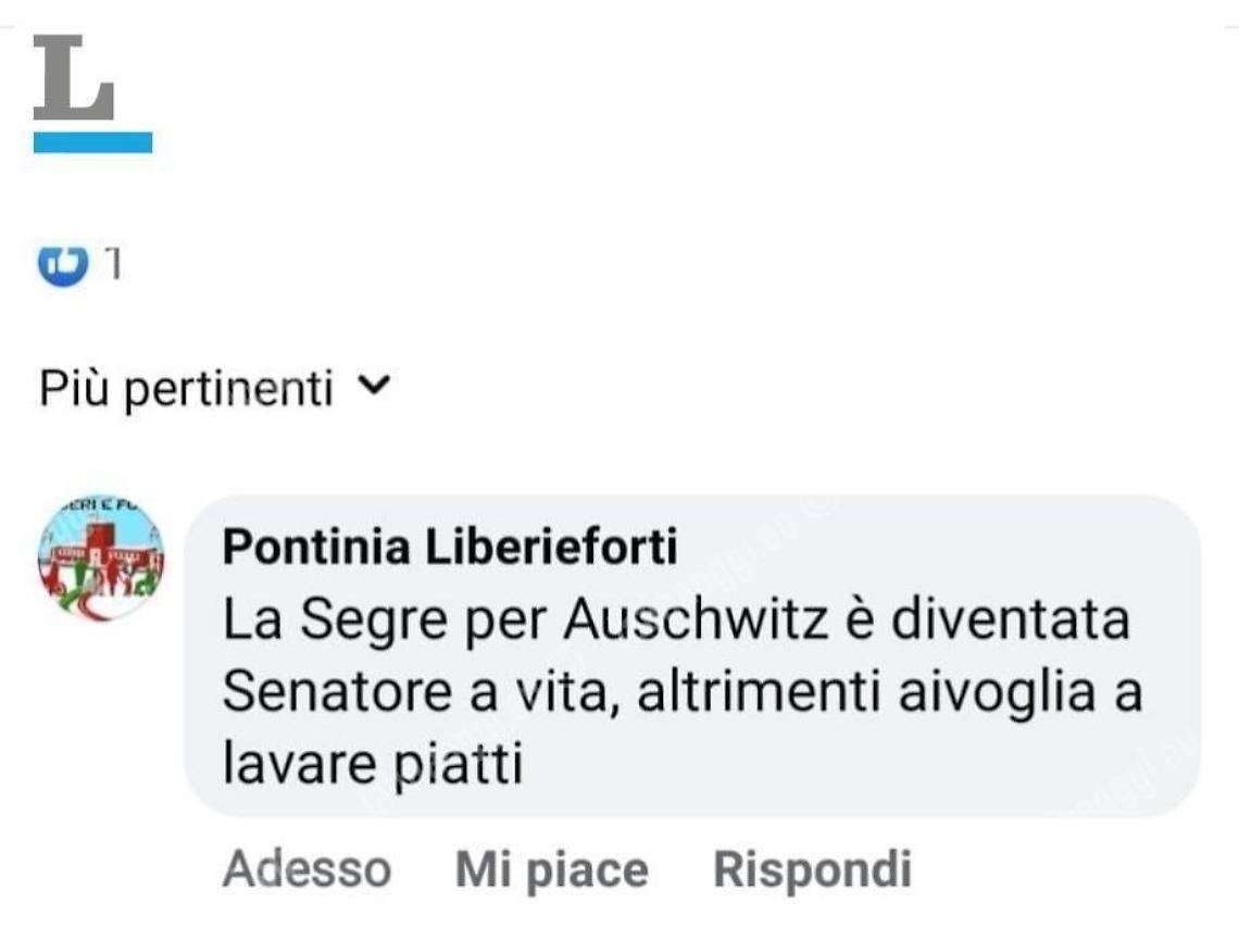 Memoria, post choc dell'associazione: "Segre senatrice per Auschwitz"