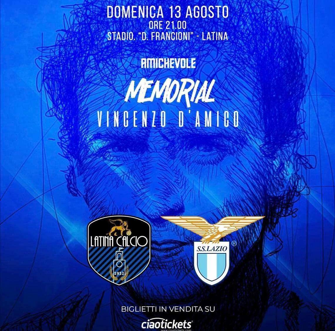 Il 13 agosto al "Francioni" Latina-Lazio per il Memorial "Vincenzo D'Amico"