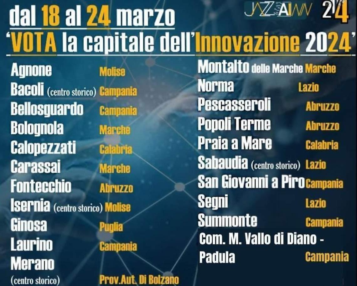 Capitale dell'innovazione, in corsa c'è anche il Comune di Norma
