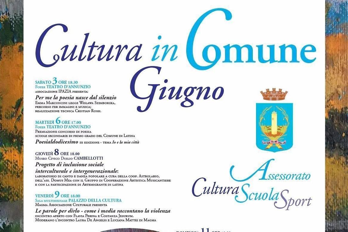 Appuntamenti culturali in Comune: ecco il calendario completo per il mese di giugno