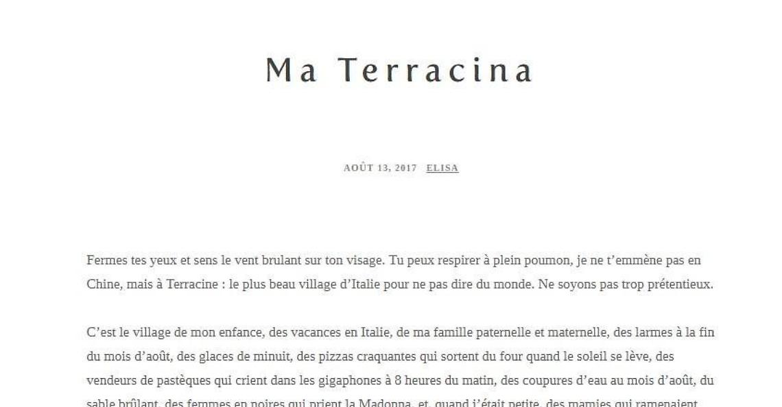 «Mia Terracina». Una misteriosa blogger racconta (in francese) la sua infanzia in città