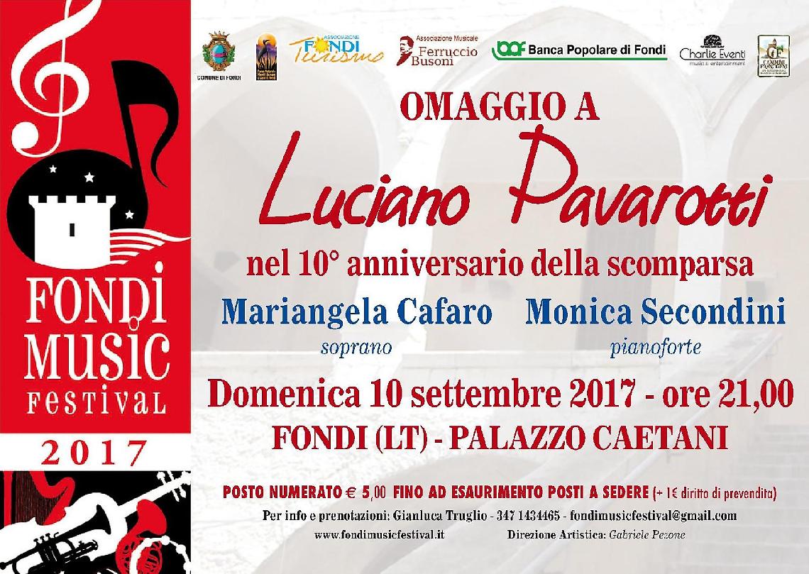 "Omaggio a Luciano Pavarotti", questo il tema della VI edizione del Fondi Music Festival
