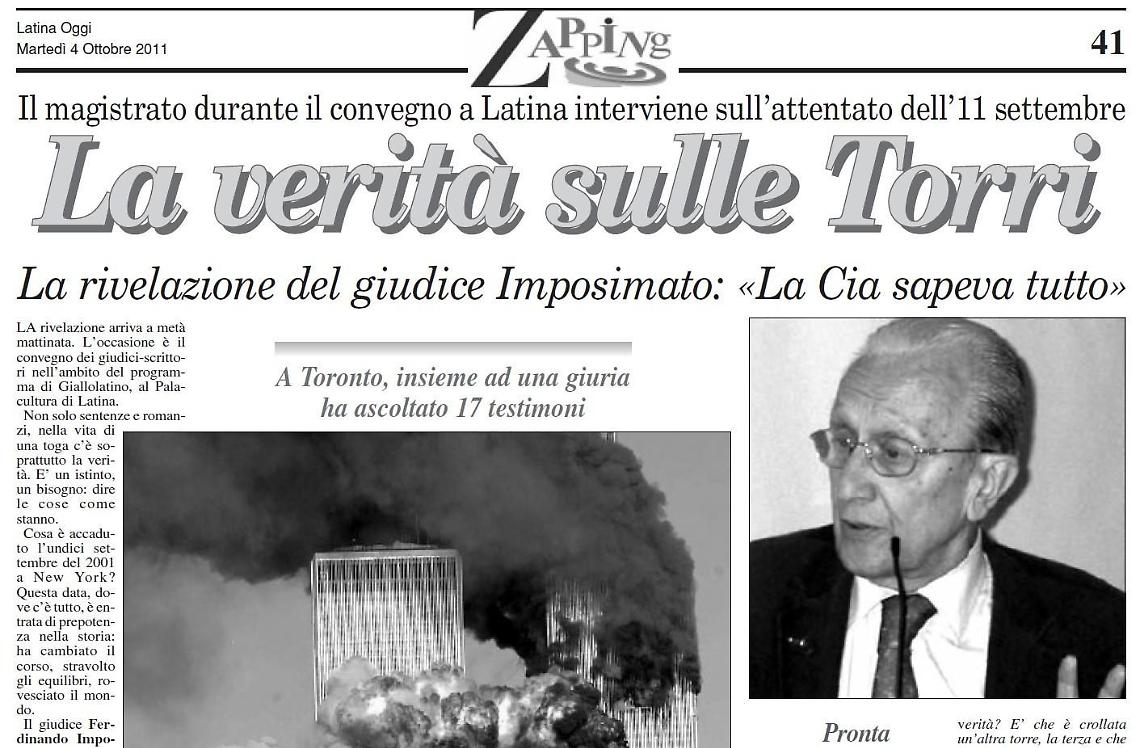 Morto Imposimato, il giudice che a Latina aveva illustrato la sua teoria alternativa sulle Torri Gemelle