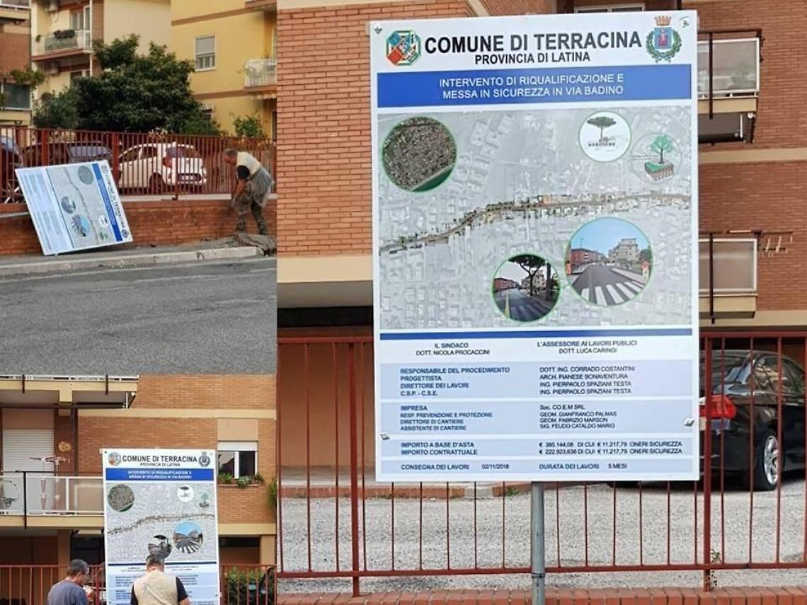 Terracina, via Badino verso i lavori: si procede a step e con i cittadini