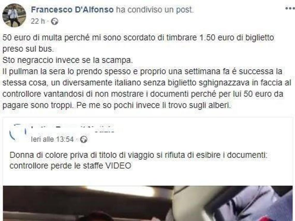 Gli insulti razzisti dell'assistente parlamentare della senatrice Pacifico (M5S)