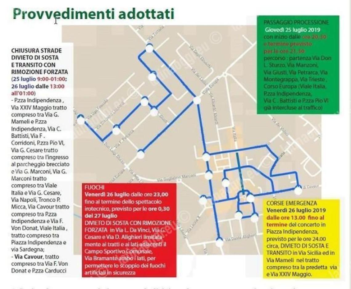 A Pontinia arriva la festa di Sant'Anna, centro "blindato"