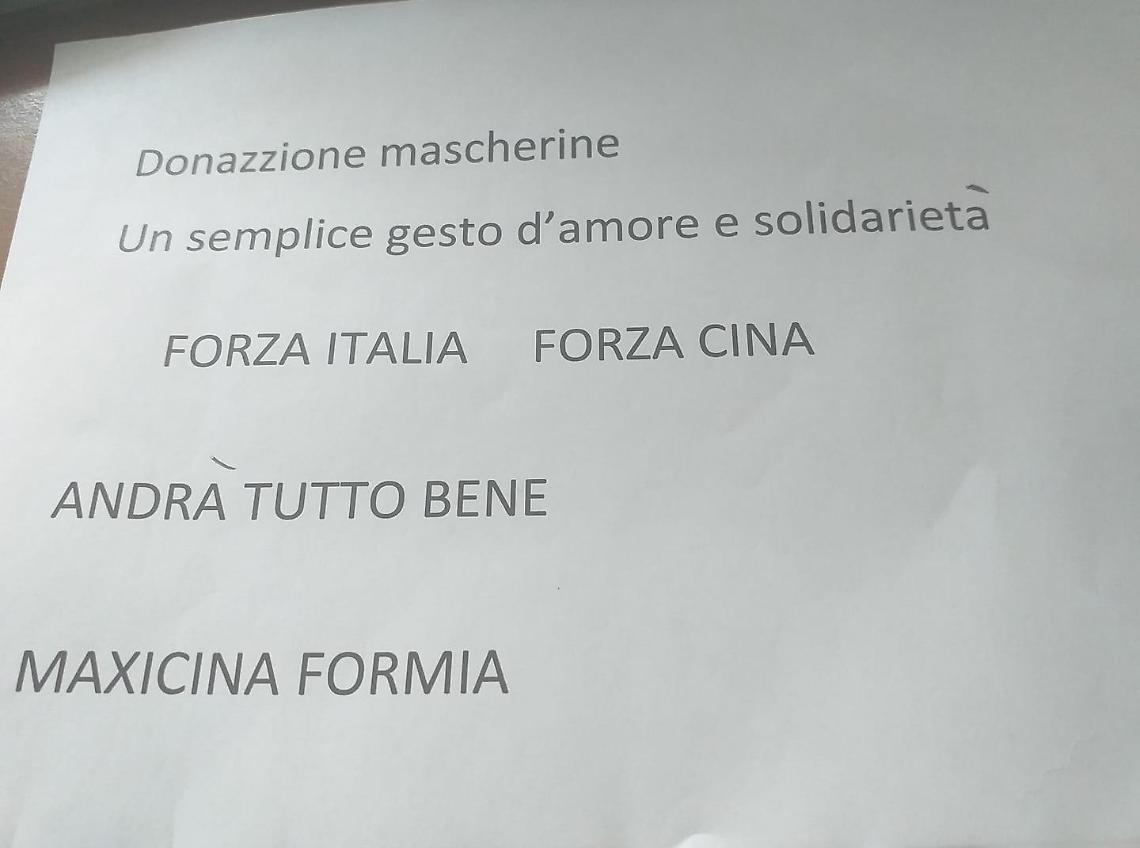 Il grande cuore della Cina per Formia: il negozio dona le mascherine alla città