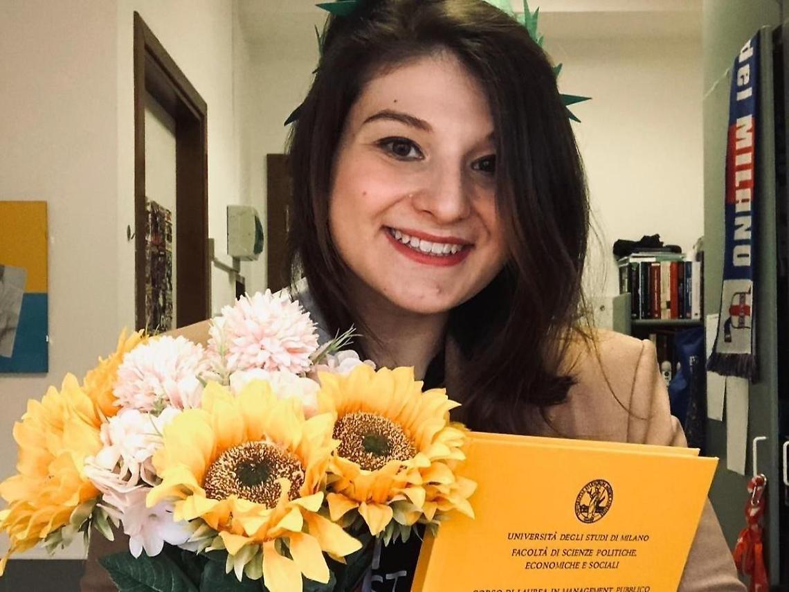 Maira Pacini. Foto fatta con l'autoscatto, nel residence studentesco di Milano in cui vive