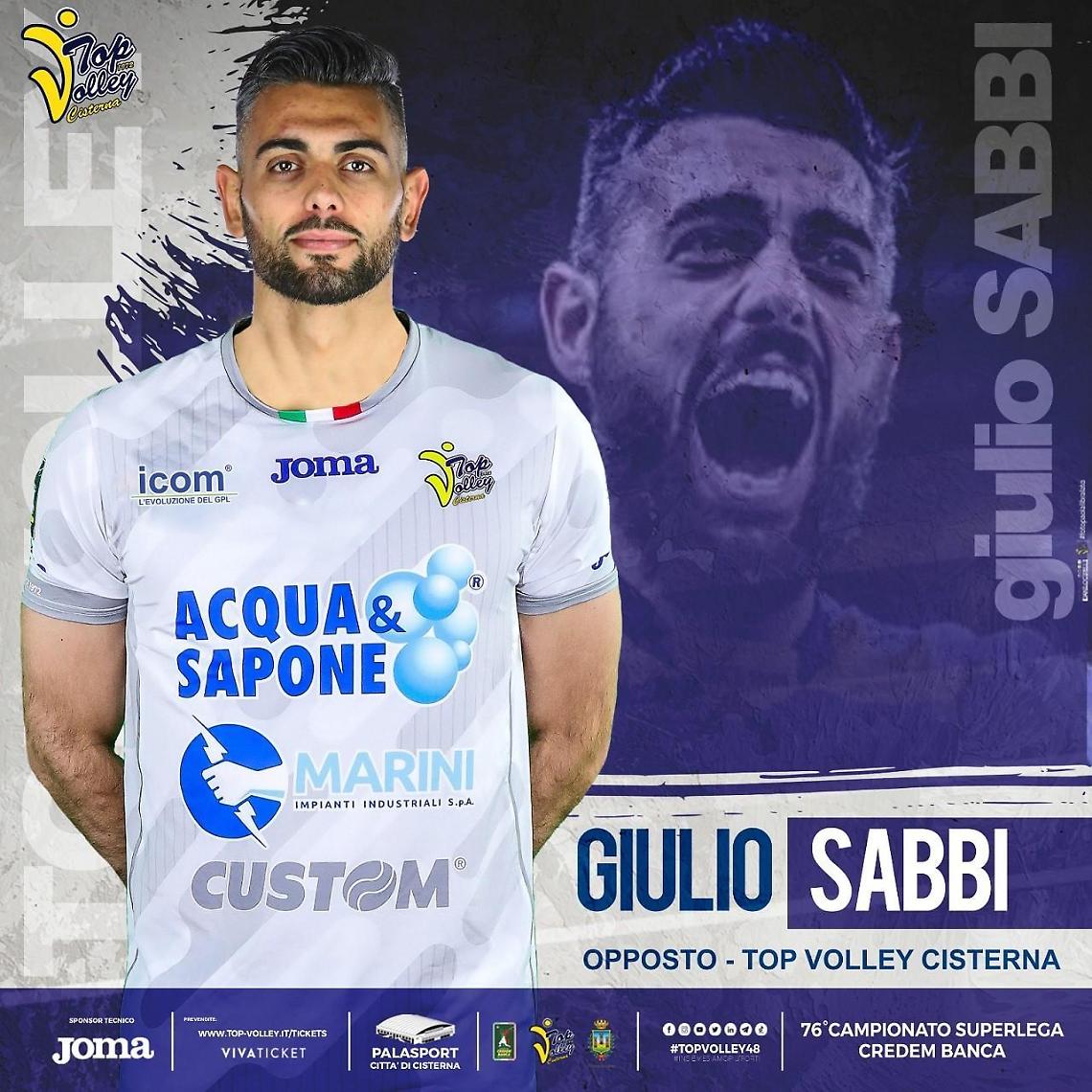 La Top Volley Cisterna ingaggia l'opposto Giulio Sabbi per la prossima stagione