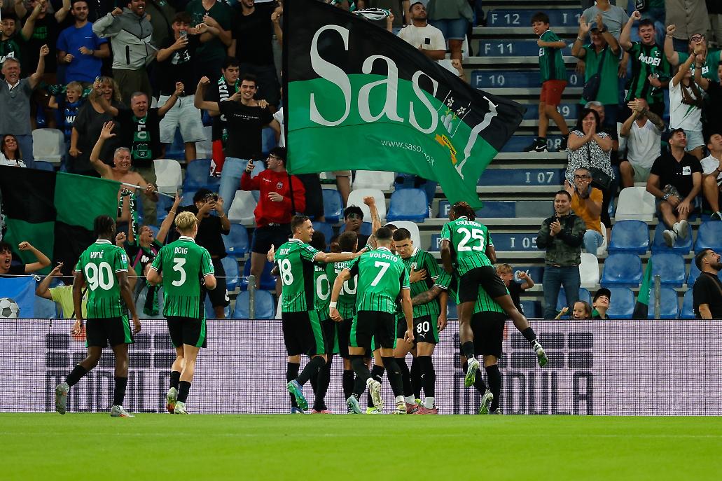 L'esultanza del Sassuolo dopo il vantaggio