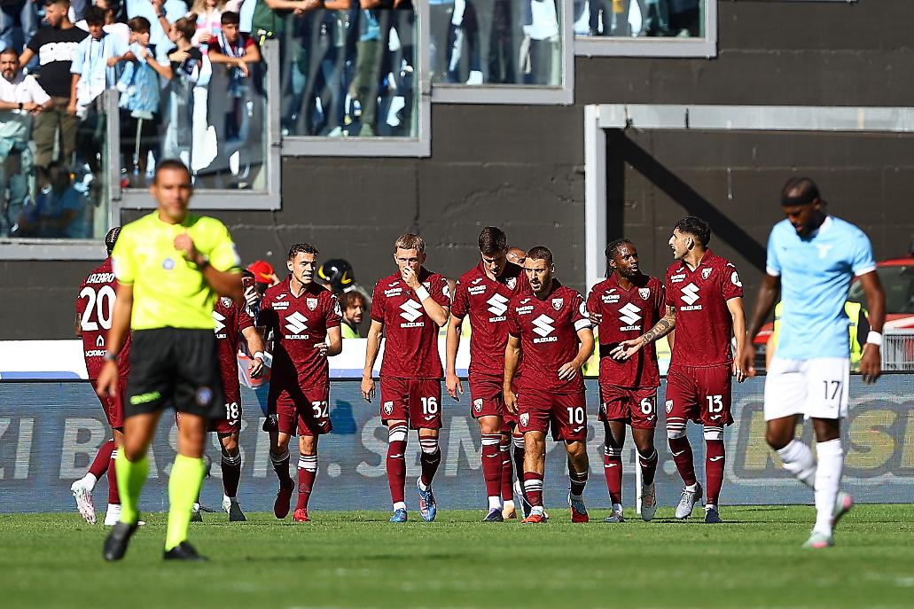 L'esultanza del Torino dopo lo 0-1