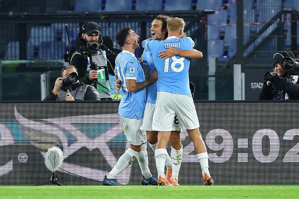 Esultanza Lazio dopo l'1-0