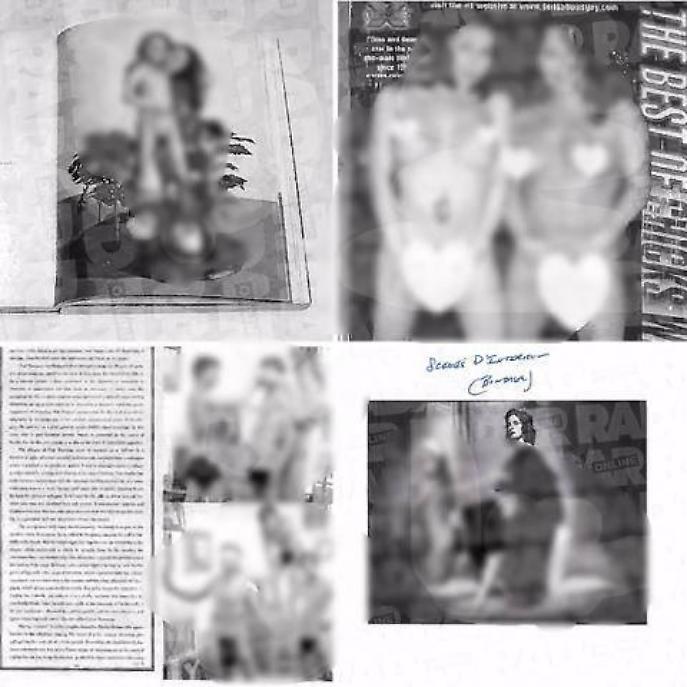 Alcuni reperti del materiale pedo-pornografico rinvenuto dalla polizia a Neverland  