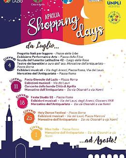 Estate Apriliana, dal 4 luglio ritornano gli shopping days 