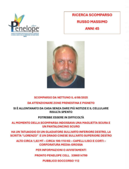 Scomparso da casa e col telefono spento, si cerca Massimo