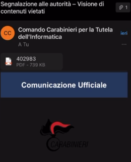 Finte Pec dei carabinieri nelle mail dei cittadini, è una truffa