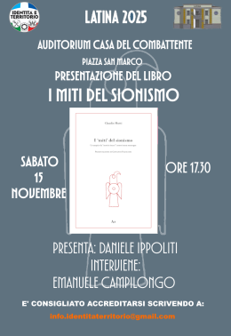 Alla Casa del Combattente l’anteprima nazionale de “I miti del Sionismo”
