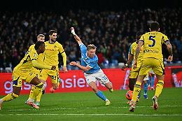 Napoli da 0-2 a 2-2, ma il Verona, in pieno recupero, si divora con Giovane la vittoria