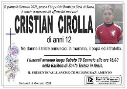Dolore a Nettuno per la scomparsa di Cristian: aveva 12 anni